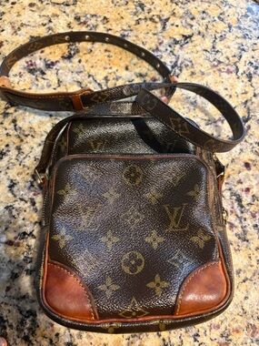 Louis Vuitton Brown Monogram Crossbody with Tan Leather Accents